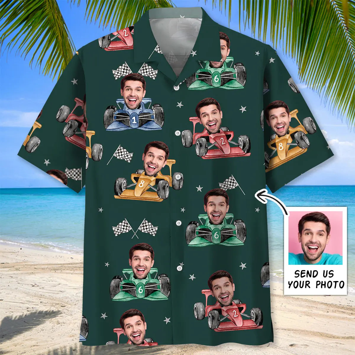Hawaiian Shirt / Adults / S F1 Racing Custom Photo Face Hawaiian Shirt
