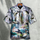 Dreamy Stork Bird Waterfall Hawaiian Shirt For Resort Getaways And Comfortable Summer Activities