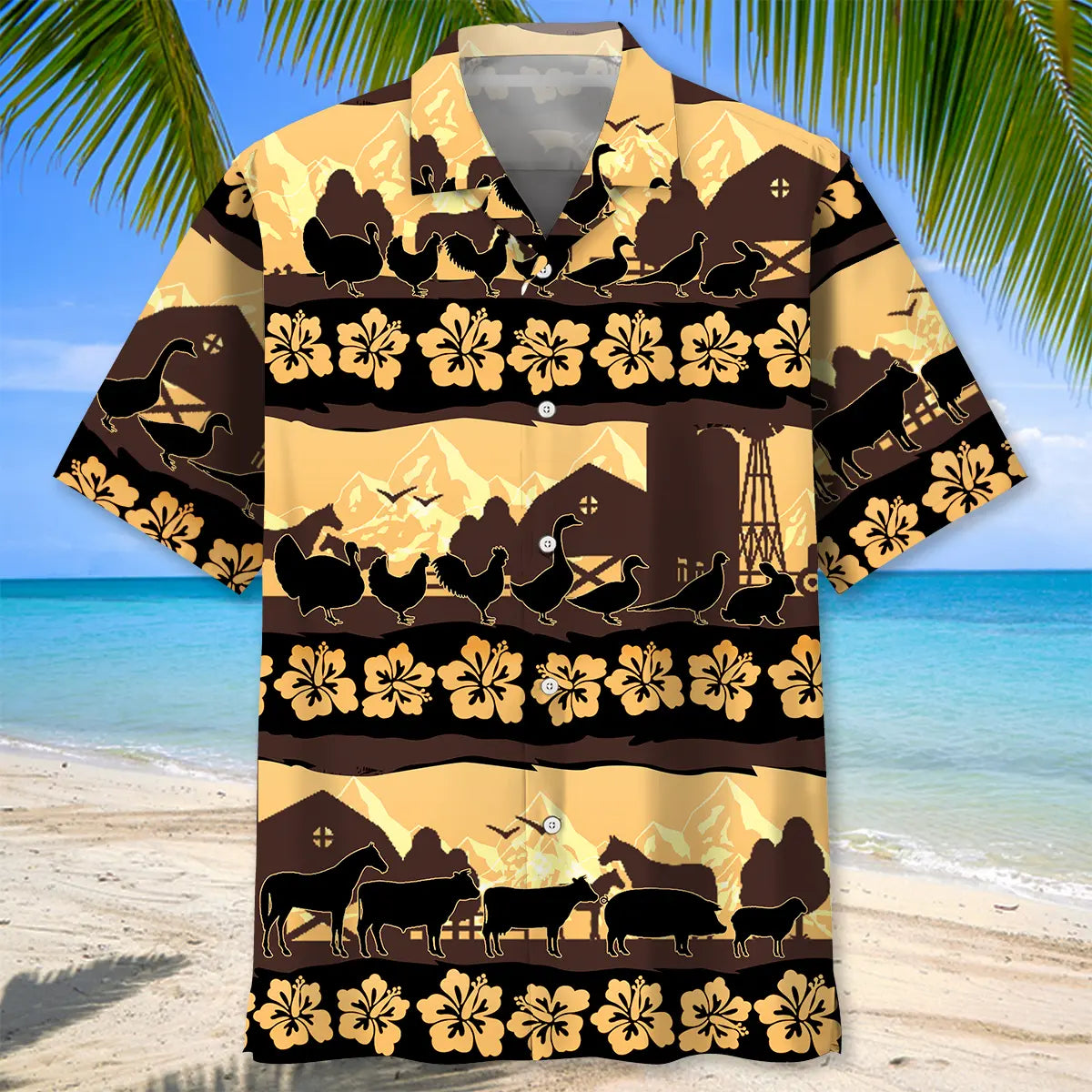 Tropical Farm Animals Hawaiian Shirt For Coastal Travel, Casual Events, And Comfortable Summer Wear