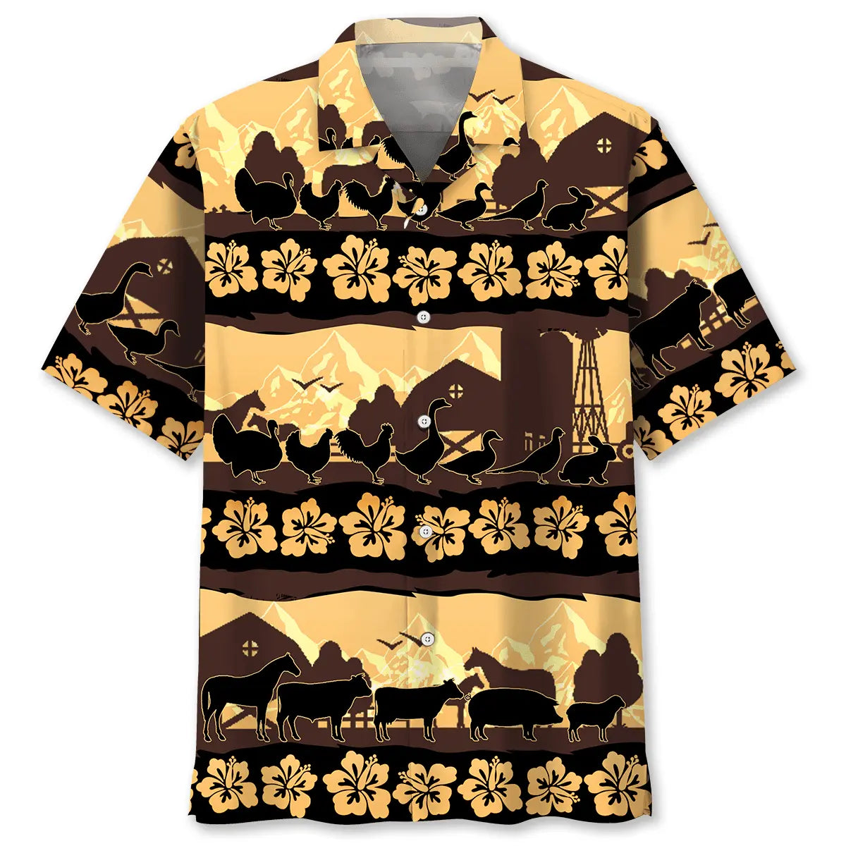 Tropical Farm Animals Hawaiian Shirt For Coastal Travel, Casual Events, And Comfortable Summer Wear