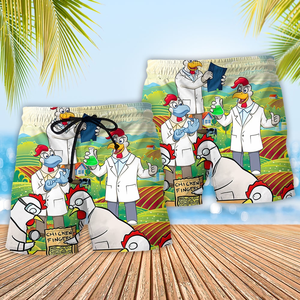 Farm Chicken Beach Shorts Pattern Detail For Coastal Travel And Thoughtful Gift Giving