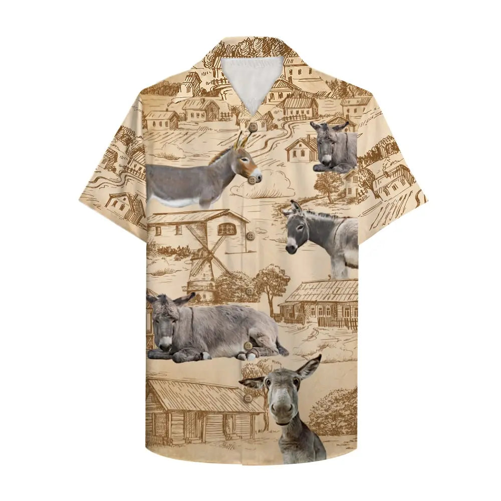 Island Farmer Donkey Aloha Farm Pattern Hawaiian Shirt For Beach Days, Coastal Adventures, And Thoughtful Gift Giving
