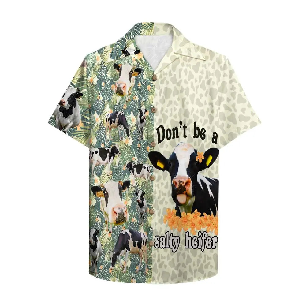 Island Farmer Don't Salty Heifer Aloha Hawaiian Shirt For Tropical Holidays, Resort Trips, And Relaxed Coastal Style