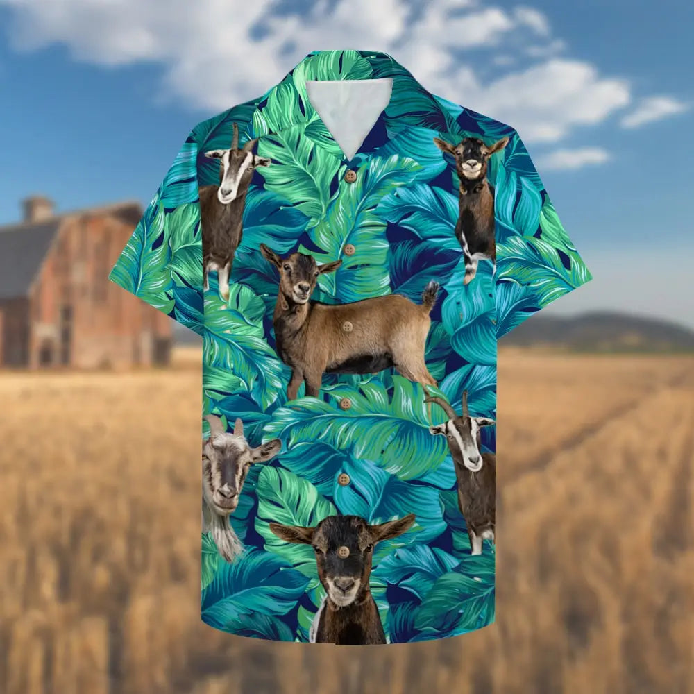 Island Farmer Goat Aloha Pattern Hawaiian Shirt For Coastal Travel, Casual Events, And Comfortable Summer Wear