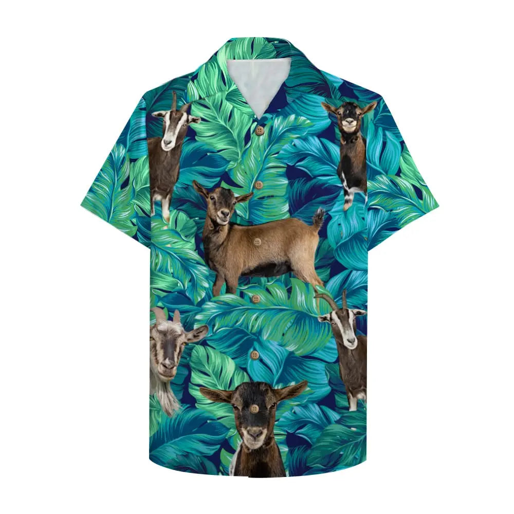 Island Farmer Goat Aloha Pattern Hawaiian Shirt For Coastal Travel, Casual Events, And Comfortable Summer Wear