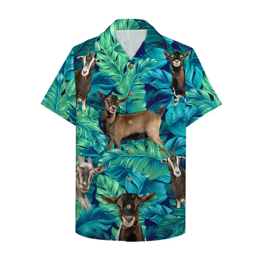 Island Farmer Goat Aloha Pattern Hawaiian Shirt For Coastal Travel, Casual Events, And Comfortable Summer Wear