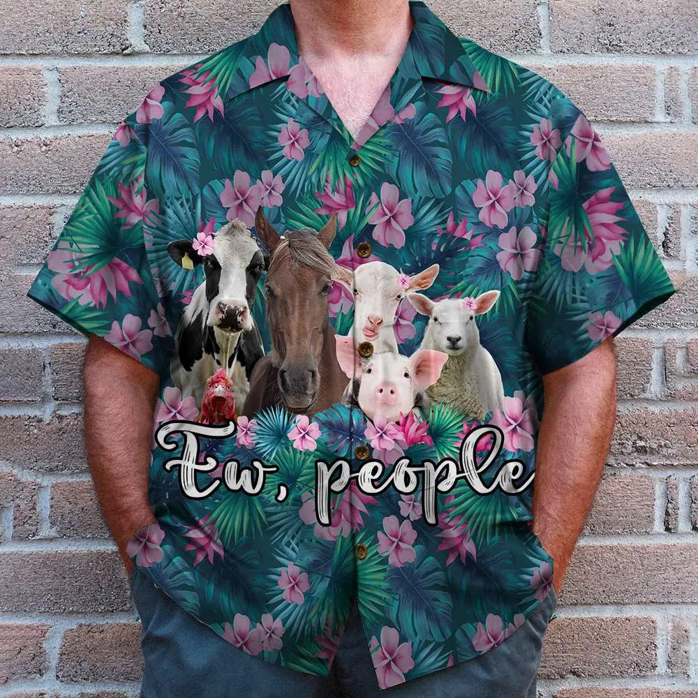 Island Summer Farmer Aloha Hawaiian Shirt For Summer Vacation, Beach Travel, And Casual Wear