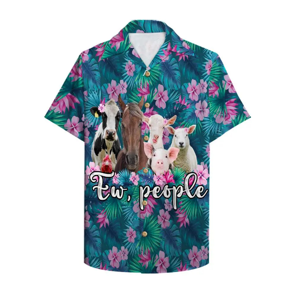 Island Summer Farmer Aloha Hawaiian Shirt For Summer Vacation, Beach Travel, And Casual Wear
