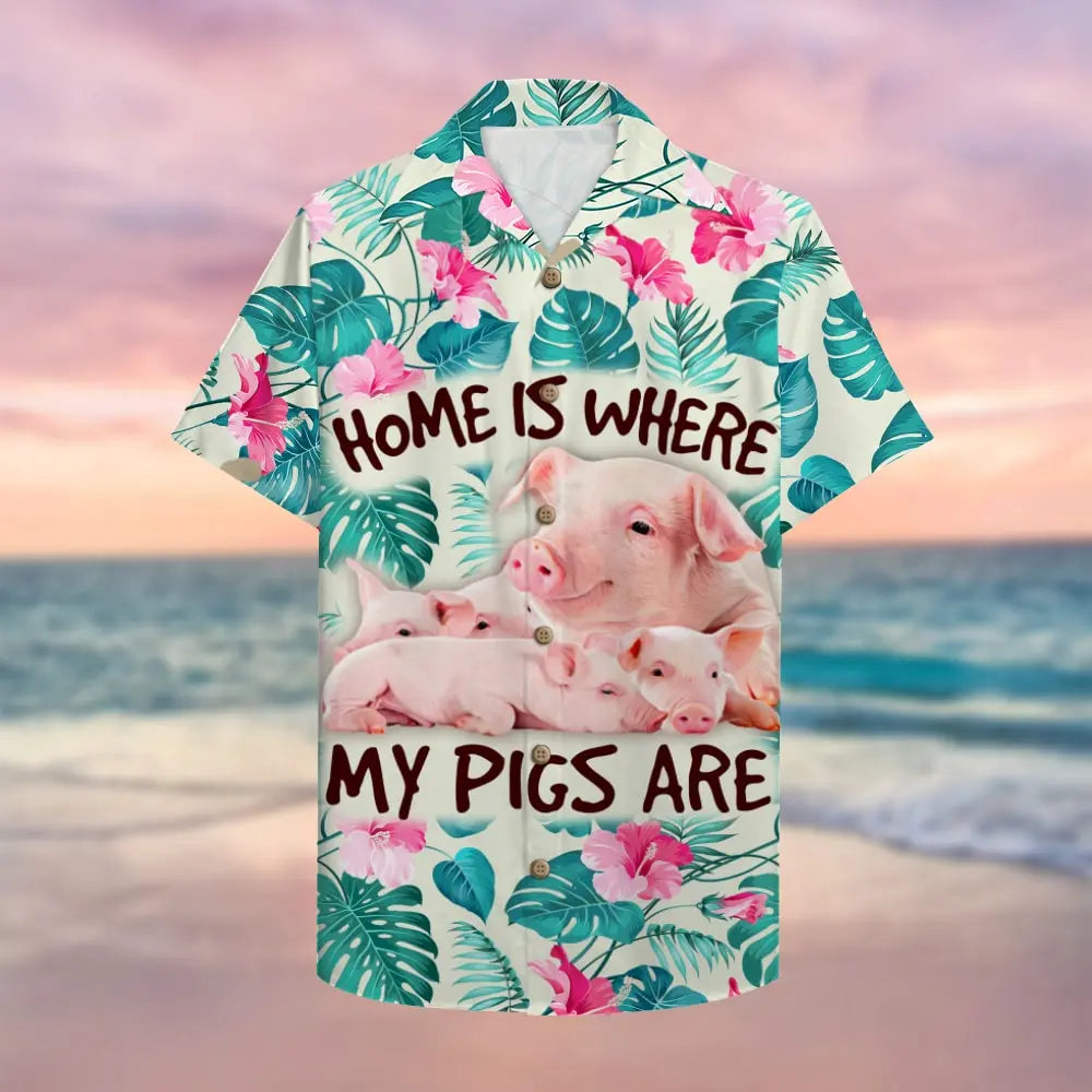 Island Farmer Pig Home Pigs Aloha Hawaiian Shirt For Coastal Travel, Casual Events, And Comfortable Summer Wear