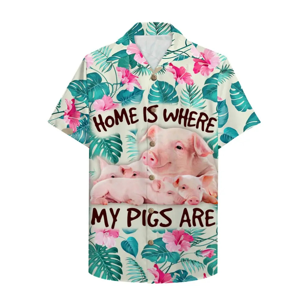 Island Farmer Pig Home Pigs Aloha Hawaiian Shirt For Coastal Travel, Casual Events, And Comfortable Summer Wear