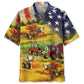 American Farmer Tractor Flag Hawaiian Shirt For Holiday Gatherings, Coastal Trips, And Proud Seasonal Style