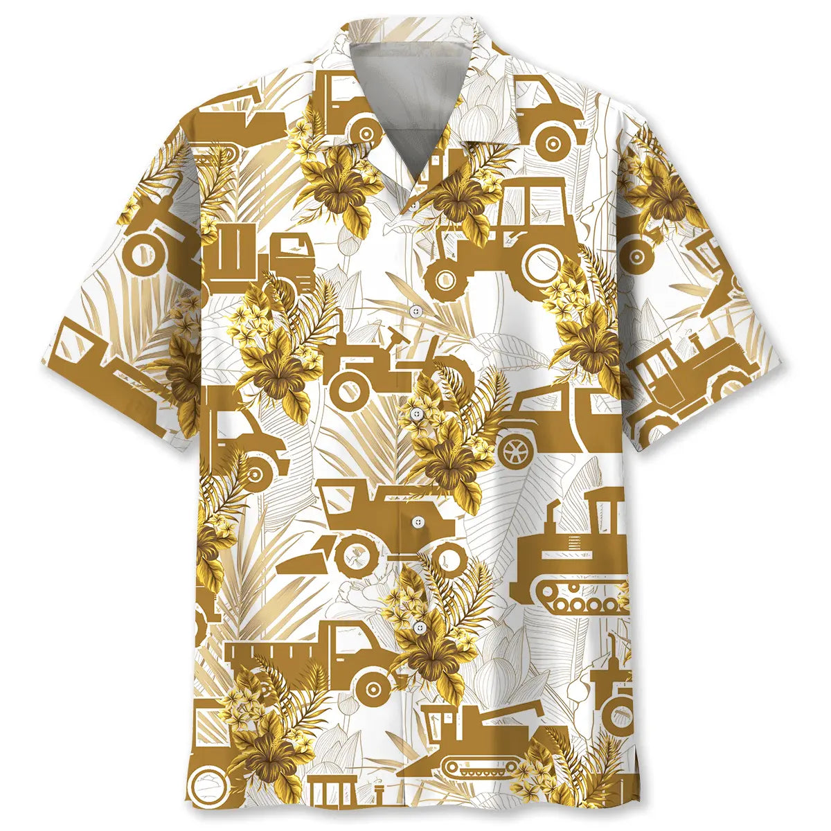 Tropical Farmer Vehicles Hawaiian Shirt For Summer Vacation, Beach Travel, And Casual Wear