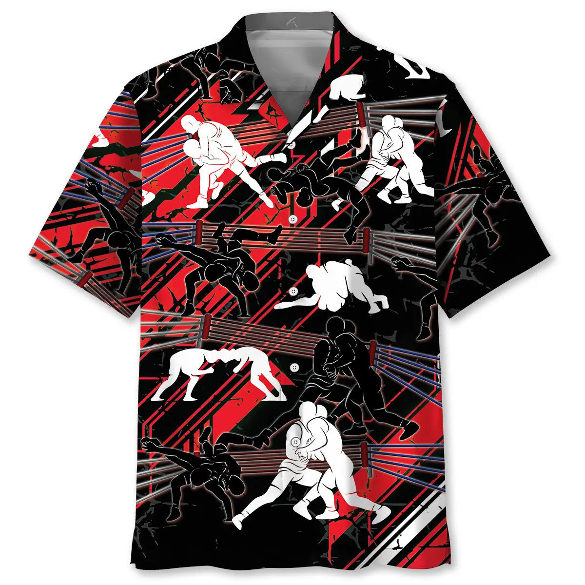 Fierce Wrestling Hawaiian Shirt For Summer Vacation, Beach Travel, And Casual Wear
