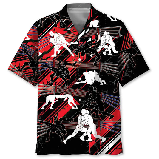 Fierce Wrestling Hawaiian Shirt For Summer Vacation, Beach Travel, And Casual Wear