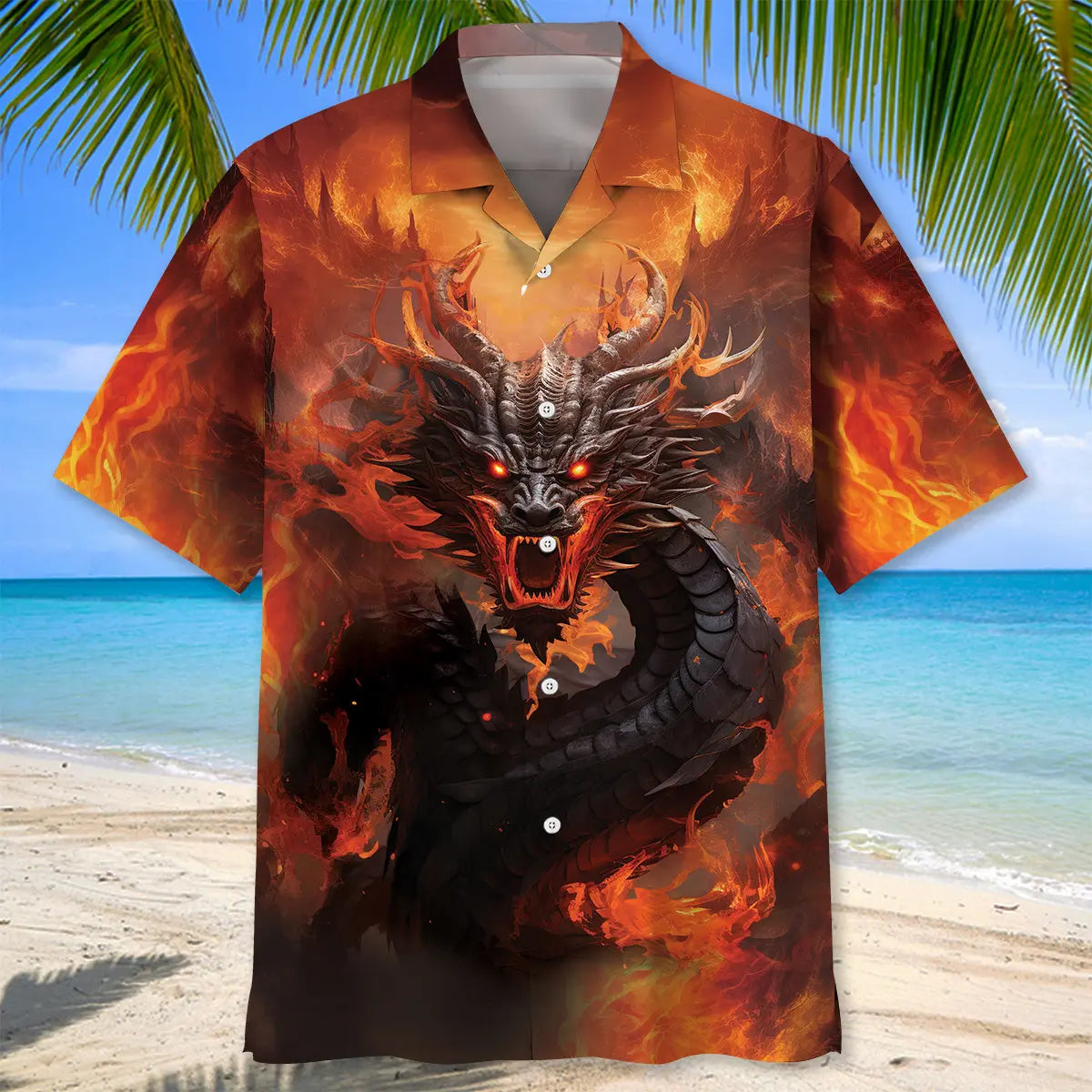 Fire Dragon Hawaiian Shirt For Resort Trips, Coastal Parties, And Warm Weather Style