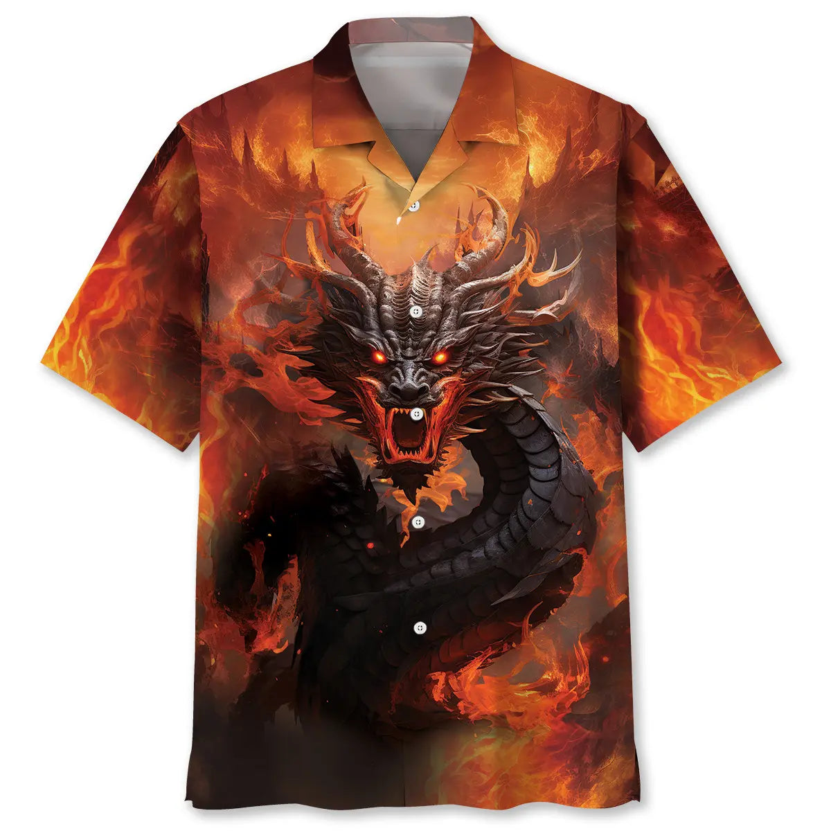 Fire Dragon Hawaiian Shirt For Resort Trips, Coastal Parties, And Warm Weather Style