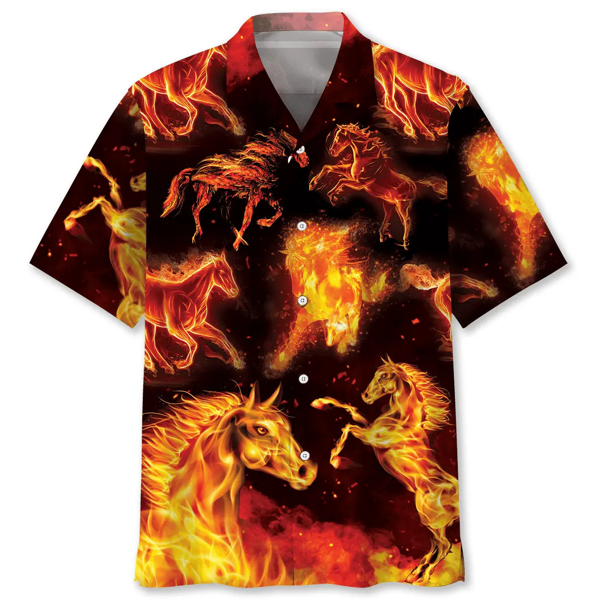 Fire Horse Hawaiian Shirt For Resort Trips, Coastal Parties, And Warm Weather Style