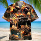 Fire Monster Truck Car Hawaiian Shirt For Resort Holiday, Island Getaway, And Daily Summer Wear
