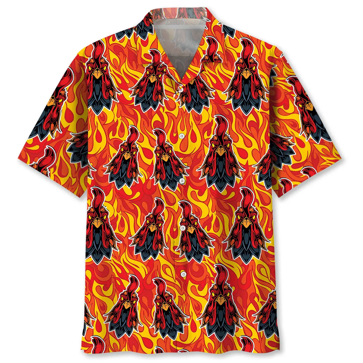 Fire Rooster Hawaiian Shirt For Coastal Travel, Casual Events, And Comfortable Summer Wear