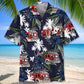 Fire Truck Dark Blue Hawaiian Shirt For Tropical Retreat, Beach Travel, And Thoughtful Gifting