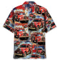 Vintage Fire Trucks Hawaiian Shirt For Summer Vacation, Beach Travel, And Casual Wear