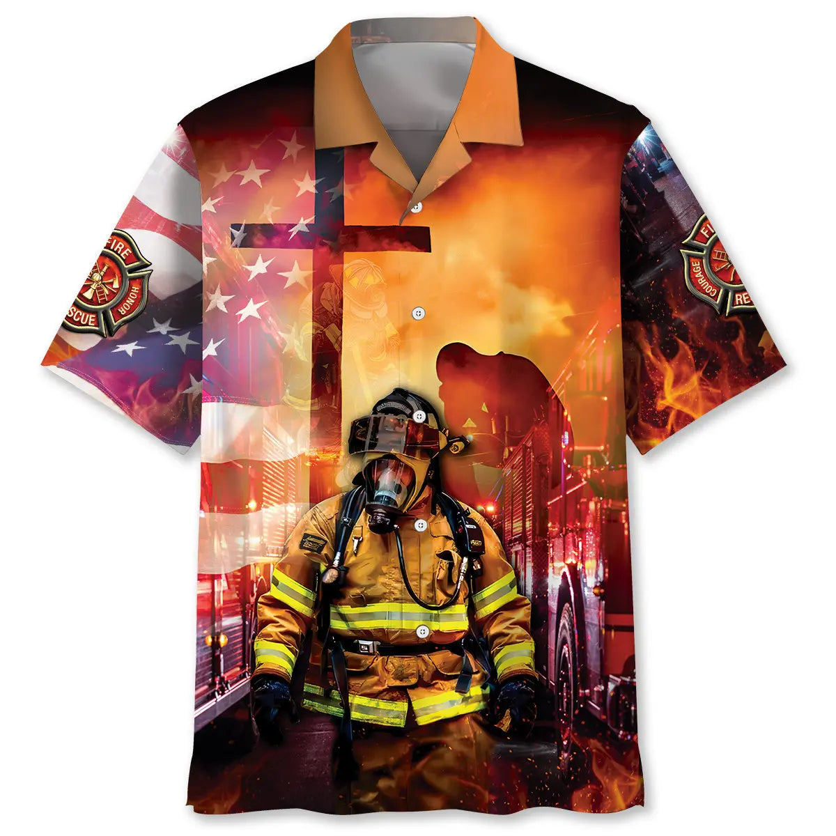 Firefighter Brave Hawaiian Shirt For Beach Party, Poolside Gathering, And Travel Ready Style