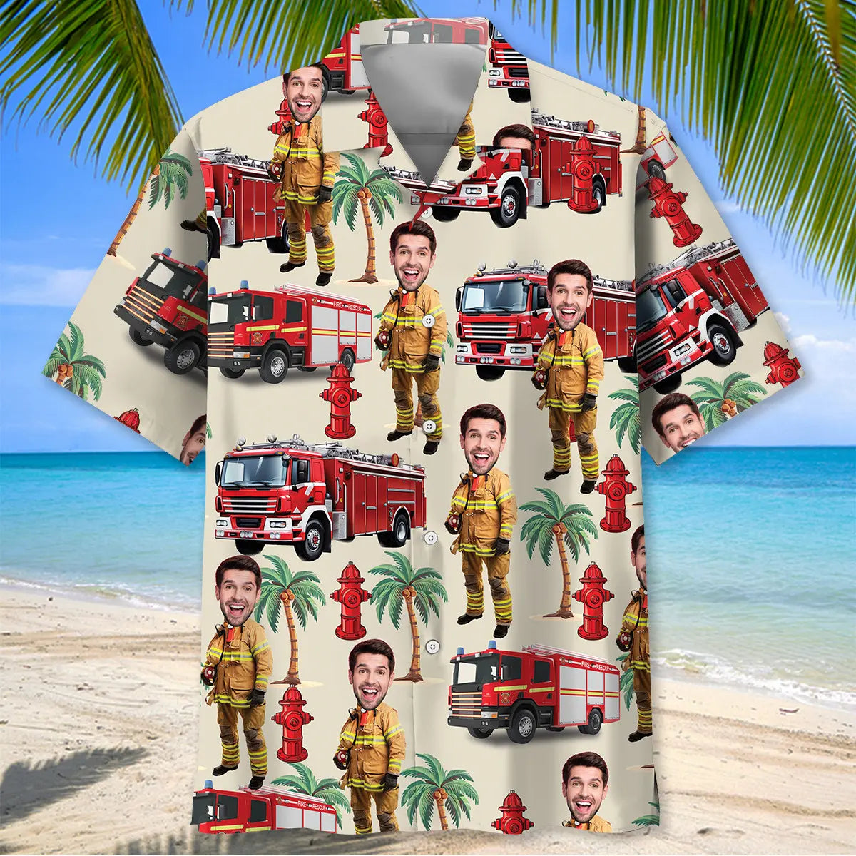 Firefighter Custom Photo Face Hawaiian Shirt