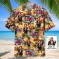 Firefighter Personalized Photo Face Hawaiian Shirt For Coastal Travel, Casual Events, And Comfortable Summer Wear