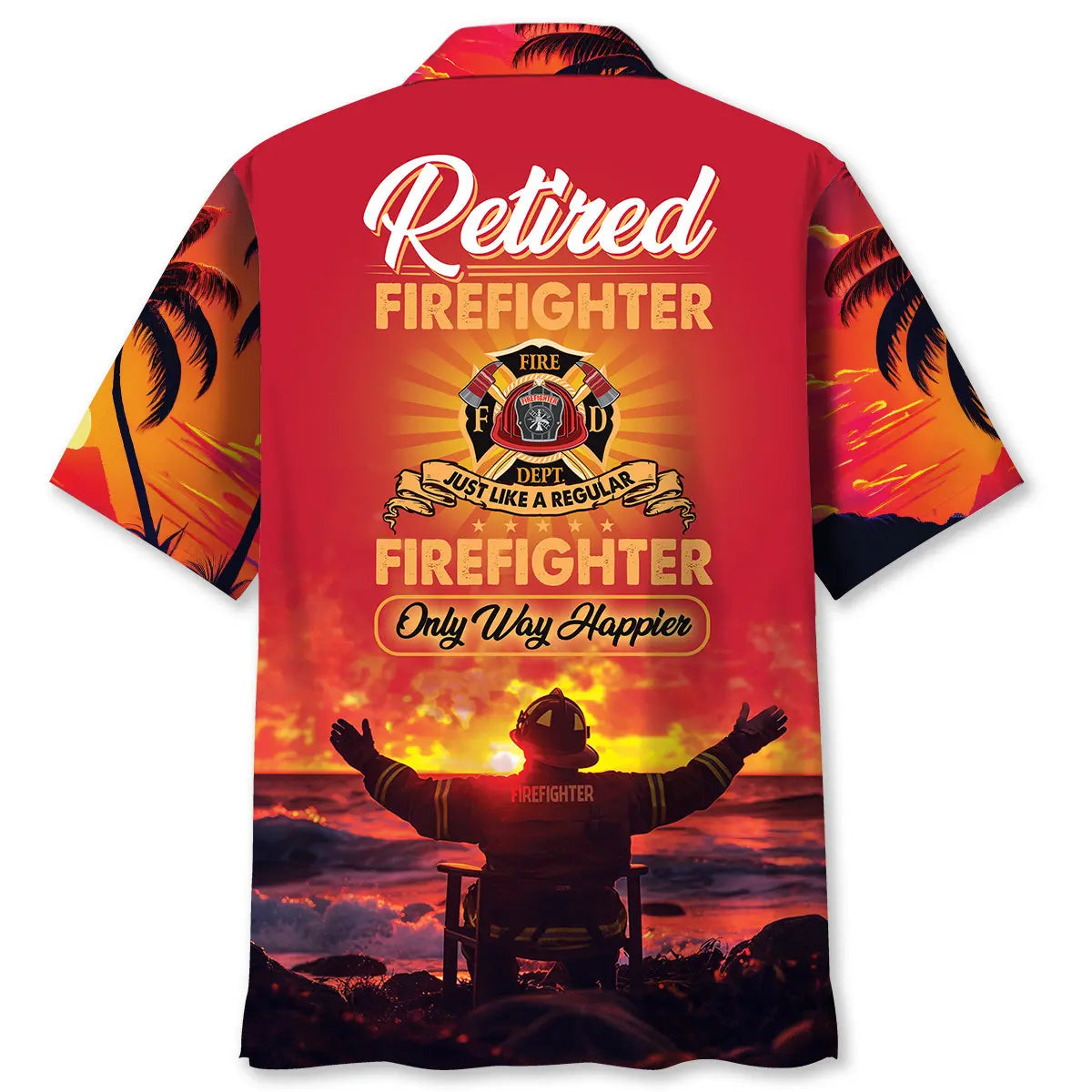 Firefighter Retirement Pocket Hawaiian Shirt For Seasonal Celebration, Summer Vacation, And Resort Wear