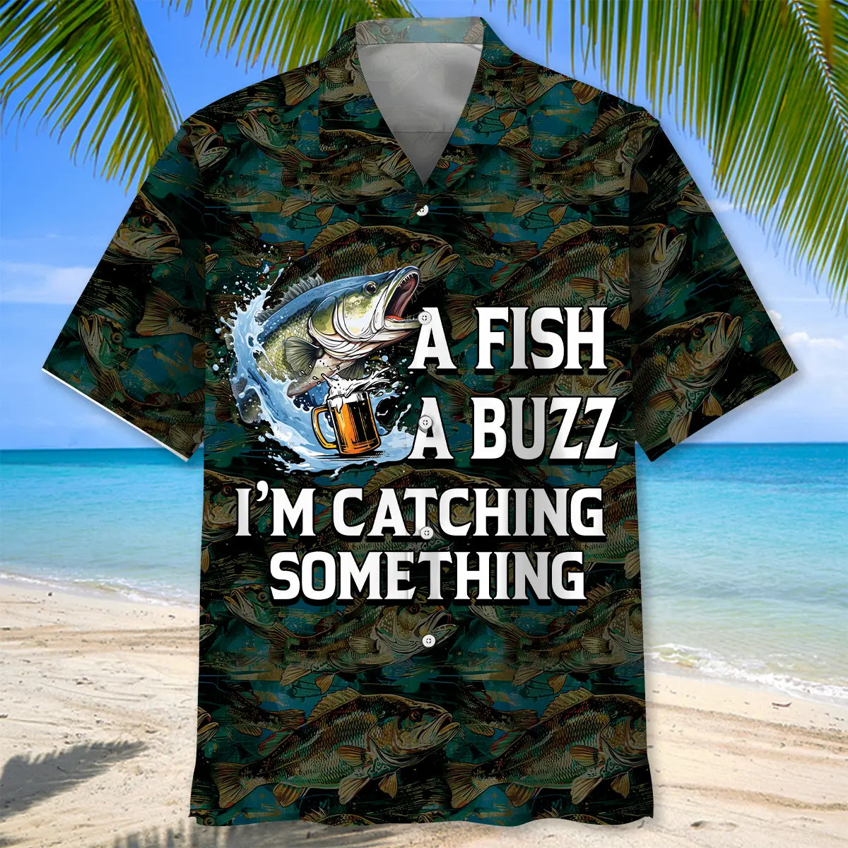 Fishing Fish Buzz Hawaiian Shirt For Active Holidays, Resort Trips, And Warm Weather Gatherings