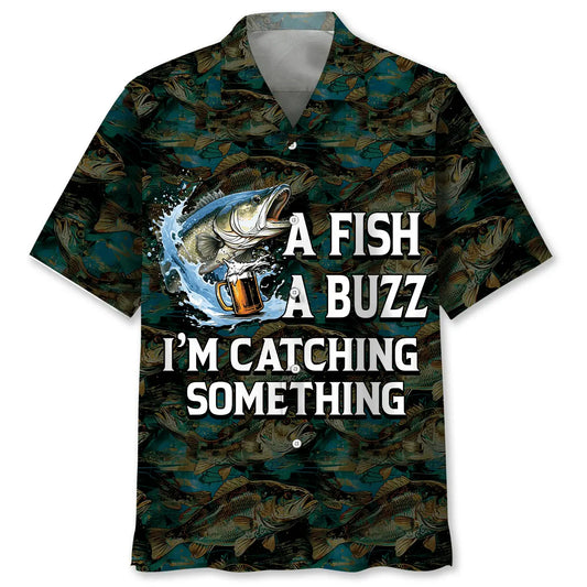 Fishing Fish Buzz Hawaiian Shirt For Active Holidays, Resort Trips, And Warm Weather Gatherings