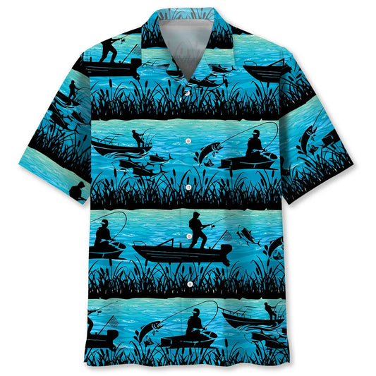 Fishing Blue Hawaiian Shirt For Beach Days, Summer Outings, And Thoughtful Gift Giving