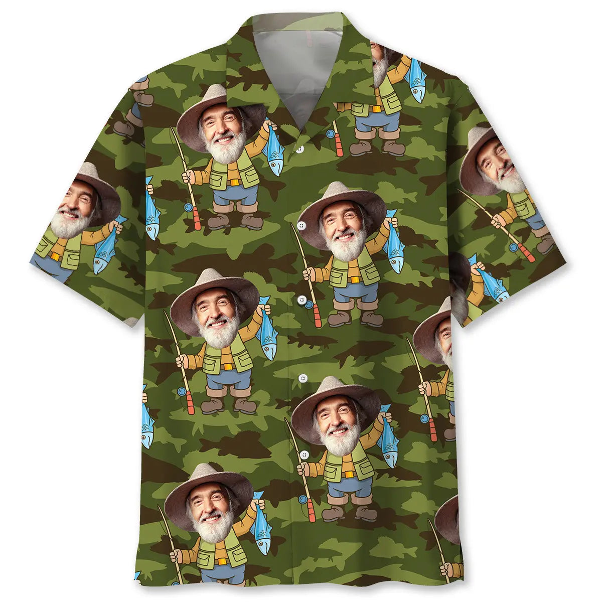 Fishing Personalized Photo Face Hawaiian Shirt For Coastal Travel, Casual Events, And Comfortable Summer Wear