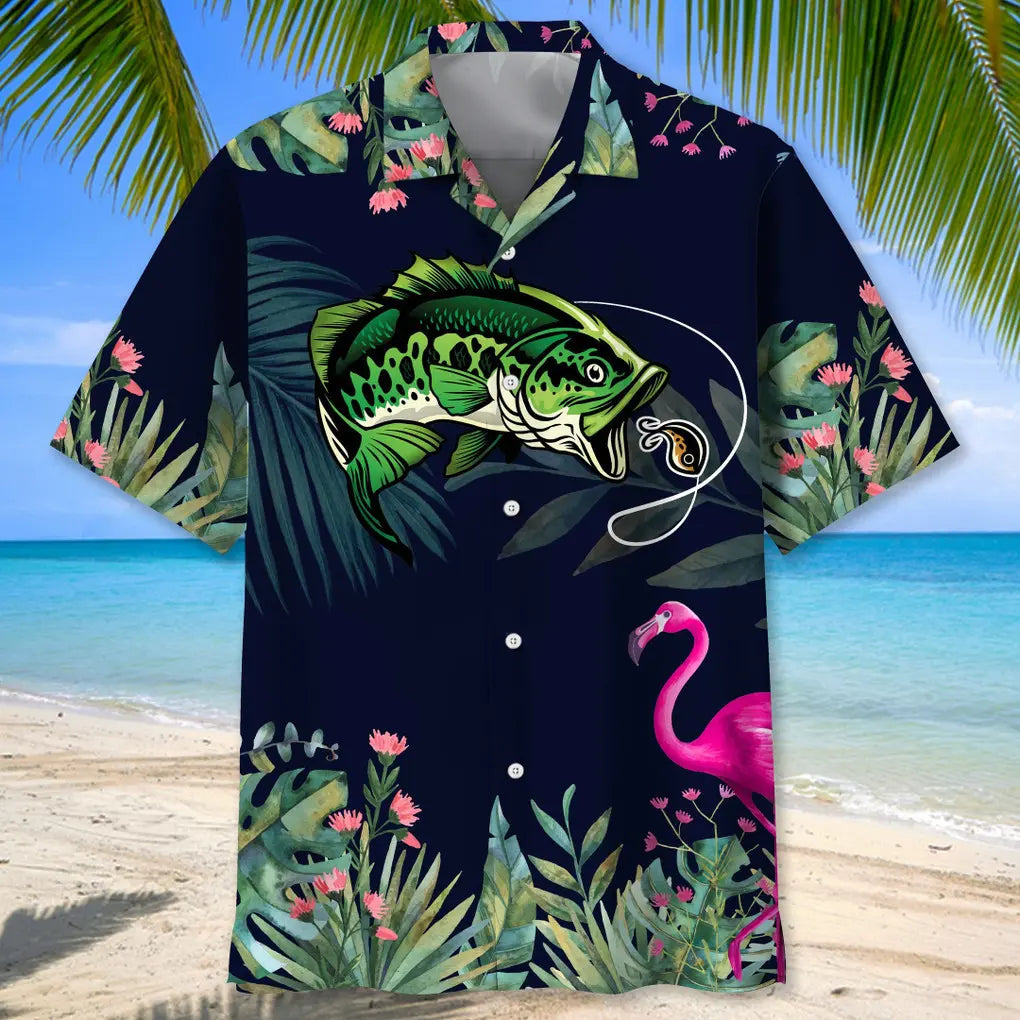 Tropical Fishing Leaf Hawaiian Shirt For Sports Fans, Summer Outings, And Relaxed Vacation Wear