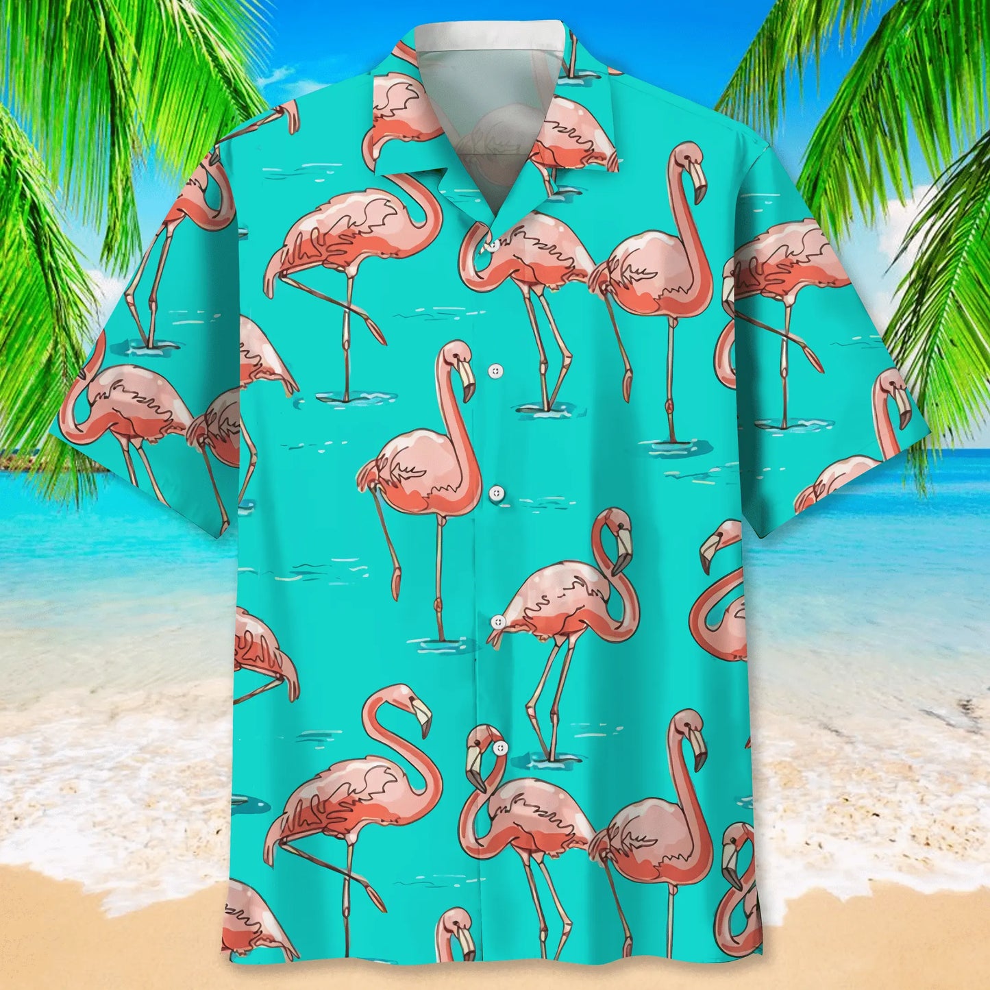 Flamingo Blue Hawaiian Shirt For Beach Days, Summer Outings, And Thoughtful Gift Giving
