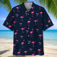 Dark Flamingo Blue Hawaiian Shirt For Island Vacations, Weekend Events, And Relaxed Everyday Outfits