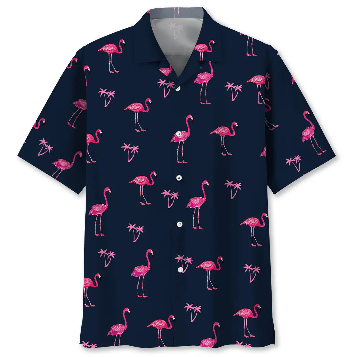 Dark Flamingo Blue Hawaiian Shirt For Island Vacations, Weekend Events, And Relaxed Everyday Outfits