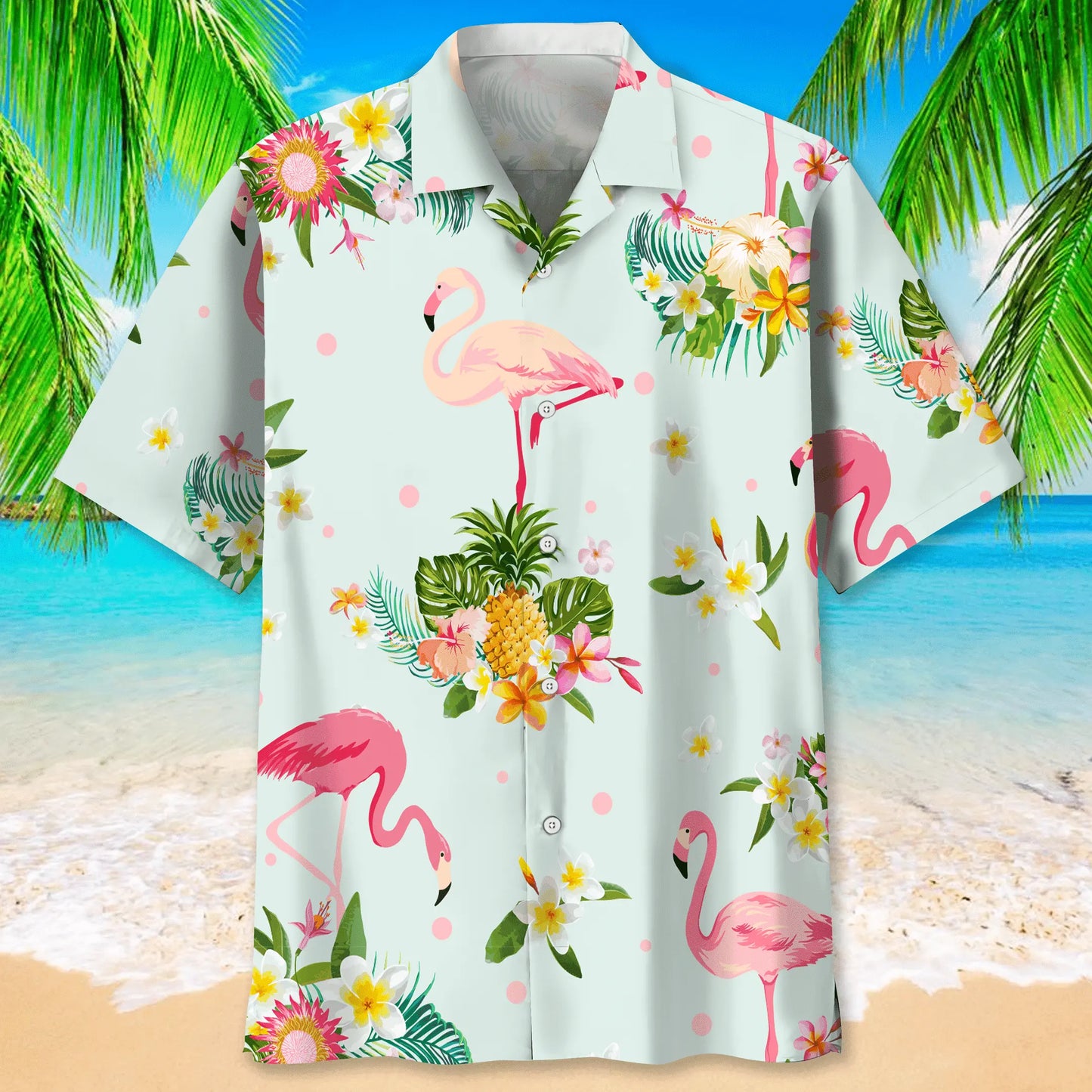 Floral Flamingo Hawaiian Shirt For Tropical Holidays, Outdoor Gatherings, And Everyday Comfort