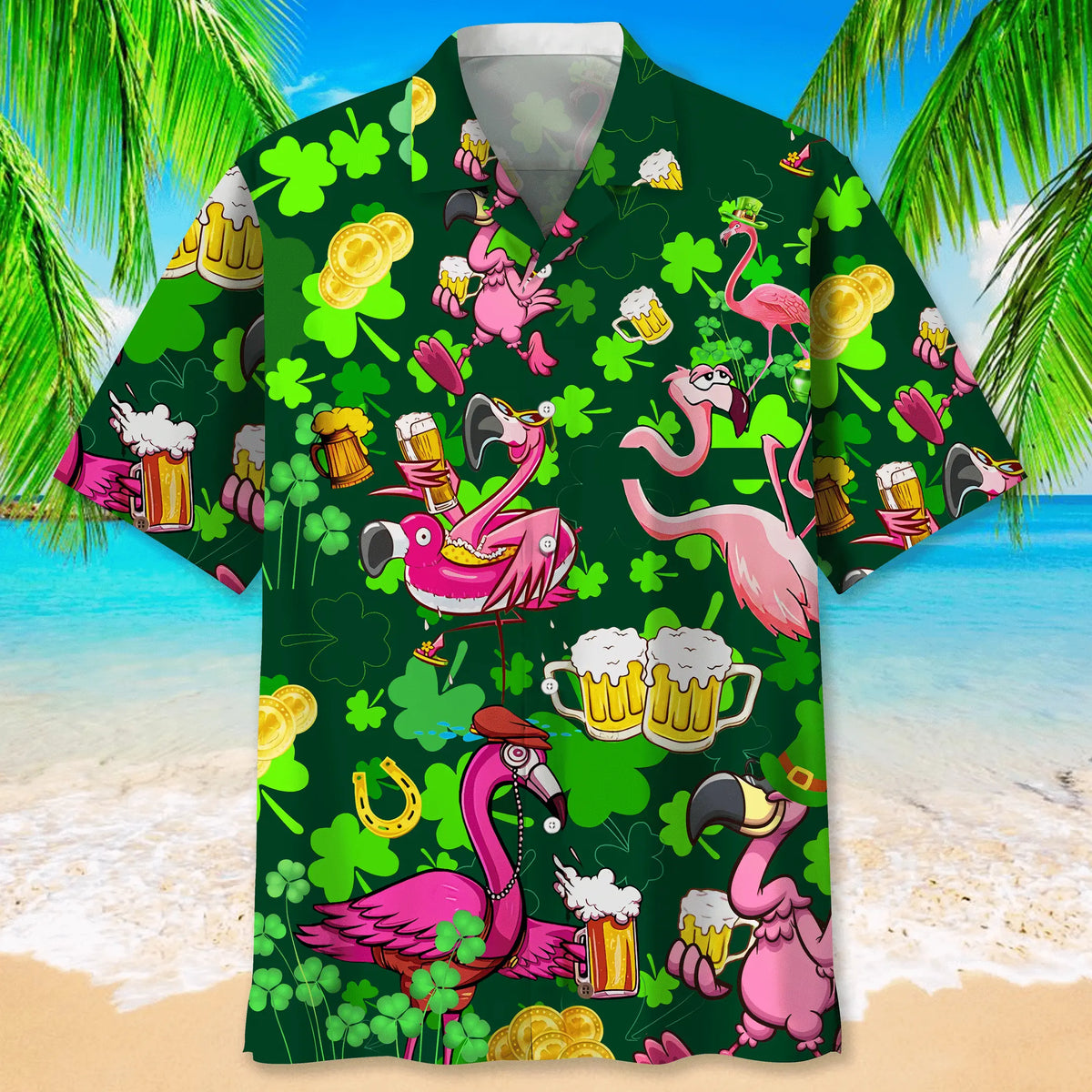 Flamingo Patrick Hawaiian Shirt For Coastal Travel, Casual Events, And Comfortable Summer Wear