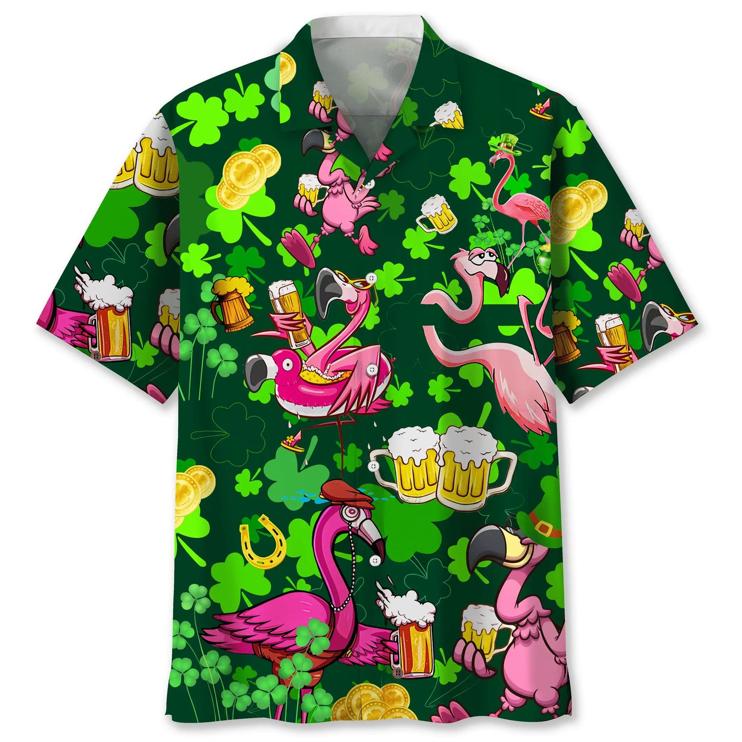Flamingo Patrick Hawaiian Shirt For Coastal Travel, Casual Events, And Comfortable Summer Wear