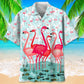 Flamingo Pink Hawaiian Shirt For Summer Vacation, Beach Travel, And Casual Wear