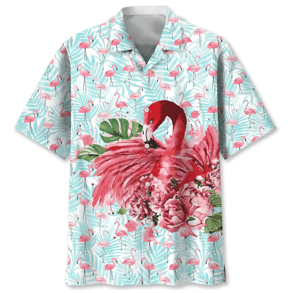 Flamingo Pink Hawaiian Shirt For Island Vacations, Weekend Events, And Relaxed Everyday Outfits