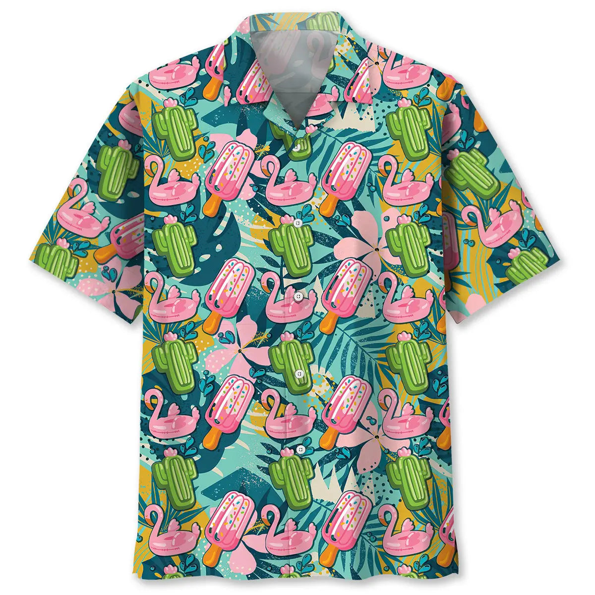 Flamingo Pink Ice Cream Hawaiian Shirt For Nature Fans, Resort Trips, And Comfortable Warm Weather Wear
