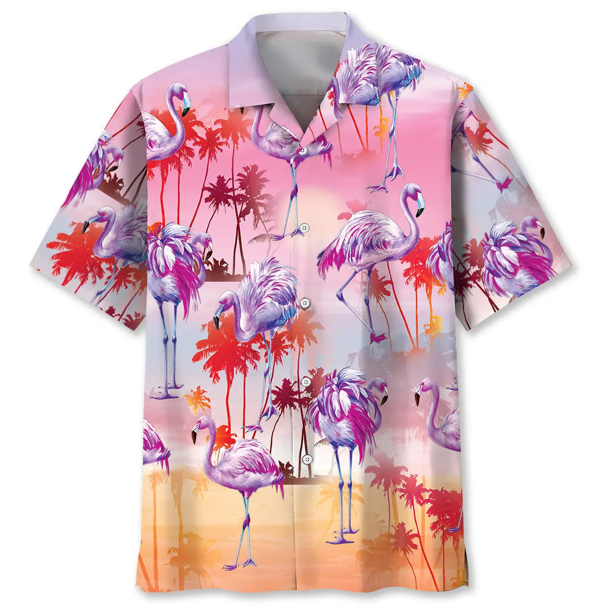 Flamingo Purple Beach Hawaiian Shirt For Nature Fans, Resort Trips, And Comfortable Warm Weather Wear