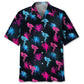 Retro Neon Flamingo Hawaiian Shirt For Island Vacations, Weekend Events, And Relaxed Everyday Outfits