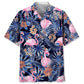 Tropical Flamingo Hawaiian Shirt For Summer Vacation, Beach Travel, And Casual Wear