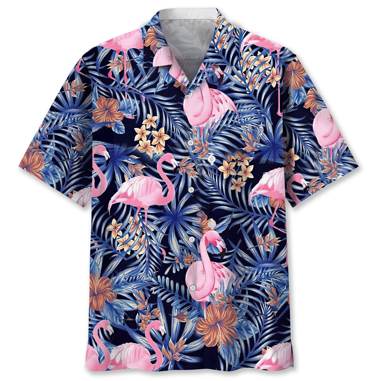 Tropical Flamingo Hawaiian Shirt For Summer Vacation, Beach Travel, And Casual Wear