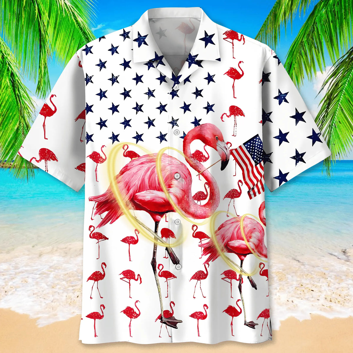 American Flamingo Hawaiian Shirt For Heritage Inspired Events, Beach Travel, And Thoughtful Gifting