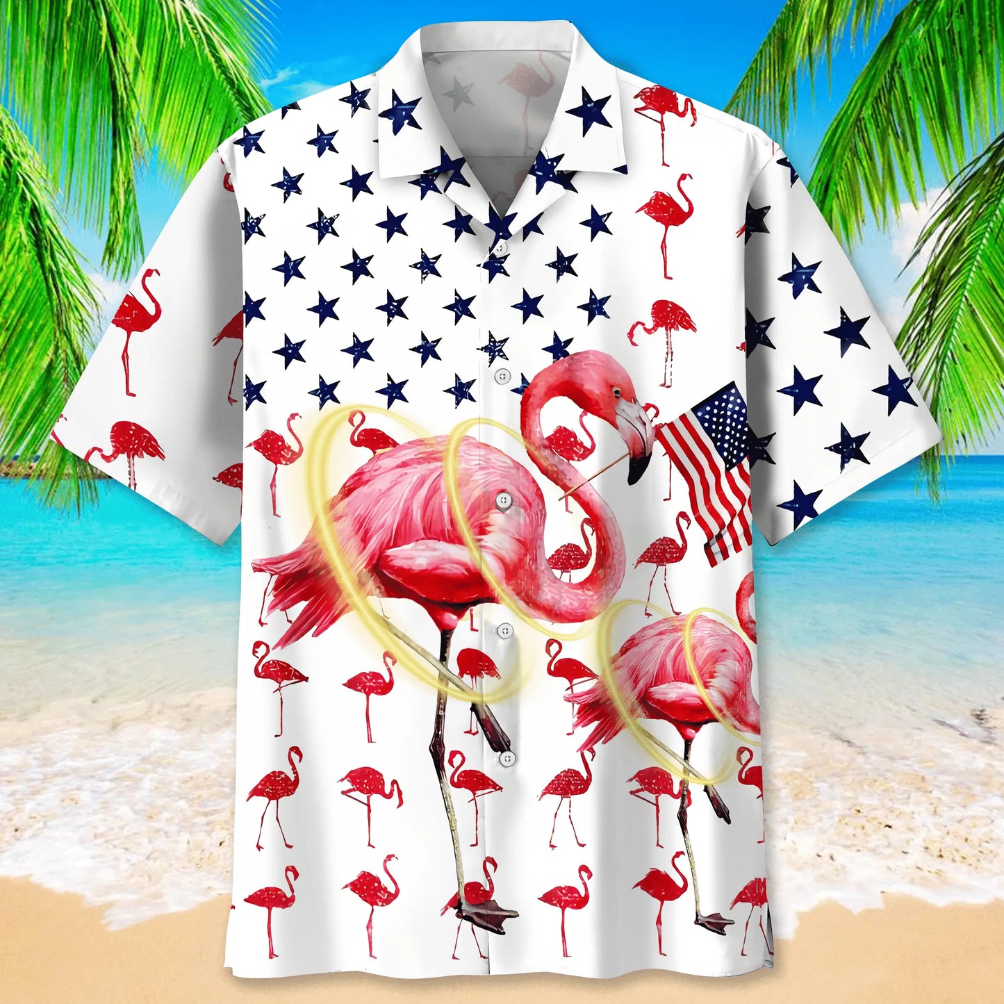 American Flamingo Hawaiian Shirt For Heritage Inspired Events, Beach Travel, And Thoughtful Gifting
