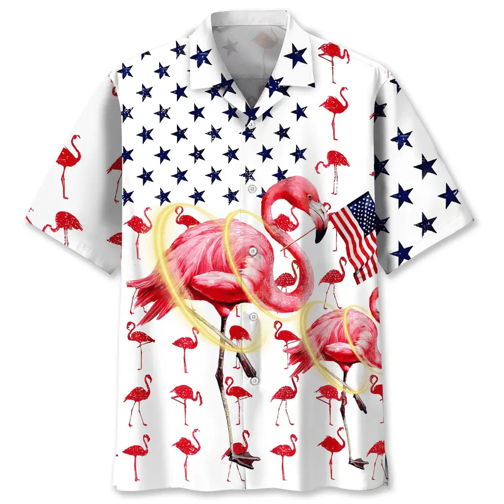 American Flamingo Hawaiian Shirt For Heritage Inspired Events, Beach Travel, And Thoughtful Gifting